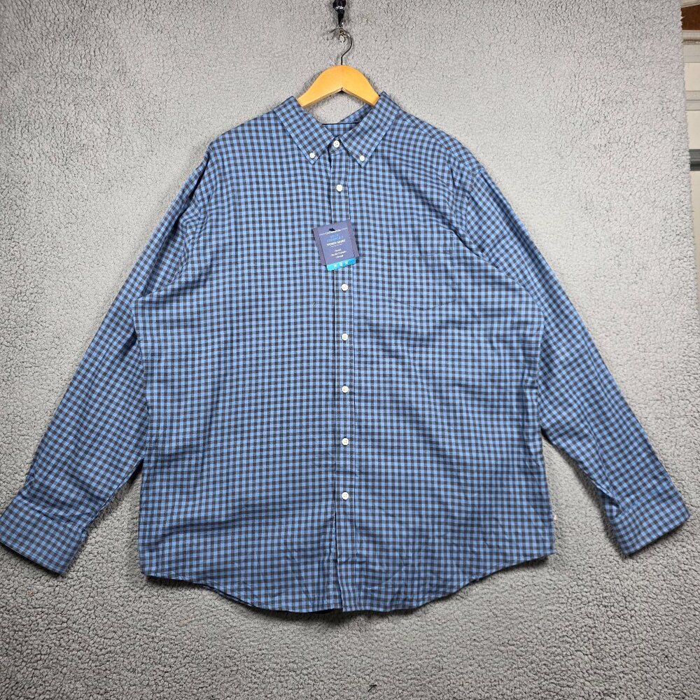 Croft & Barrow Shirt Mens‎ Size XXL Blue Black Gingham Woven Flannel Soft NWT